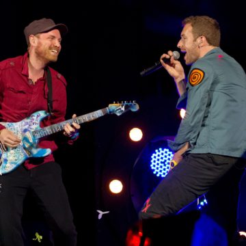 Chris Martin and Jonny Buckland of Coldplay